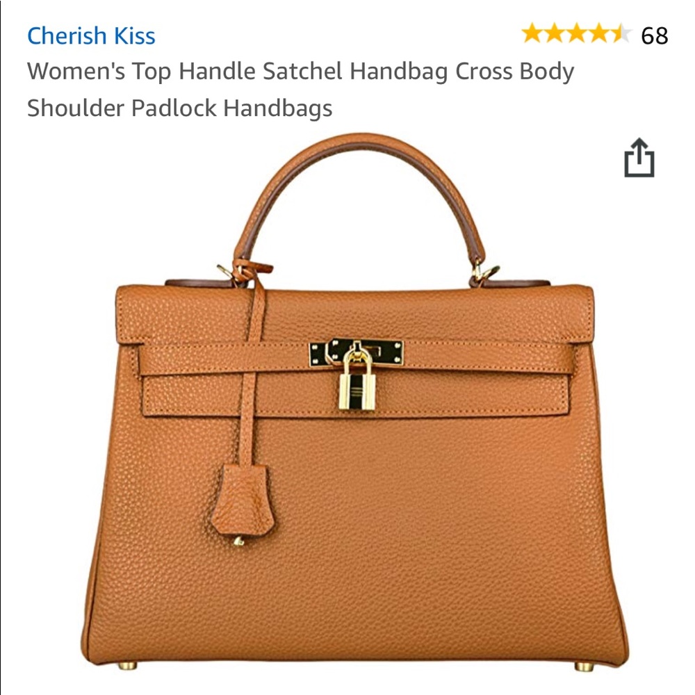 Cherish Kiss Genuine Leather Bag, Brown / Cognac